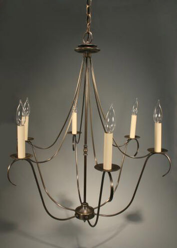 Hunter 6 Light 25 inch Dark Antique Brass Chandelier Ceiling Light in Without Crystal